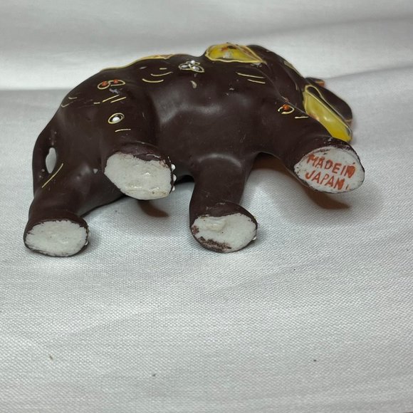Vintage Elephant Figurine Japan Porcelain Brown Indian Elephant - Picture 6 of 6